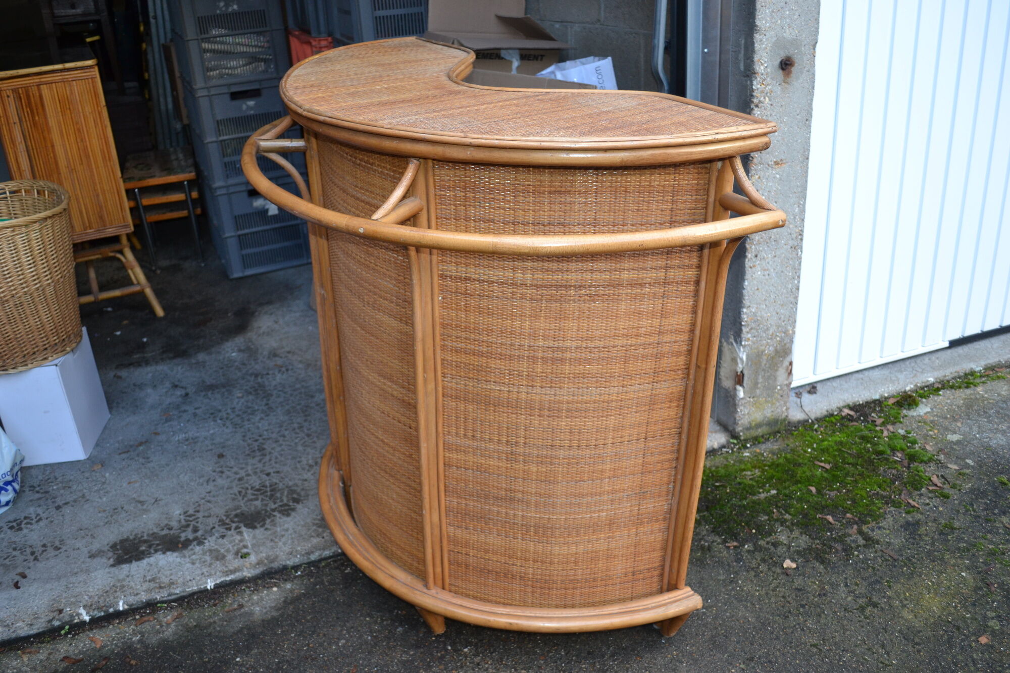 Bar vintage rattan and bamboo of the year 50 / 60's