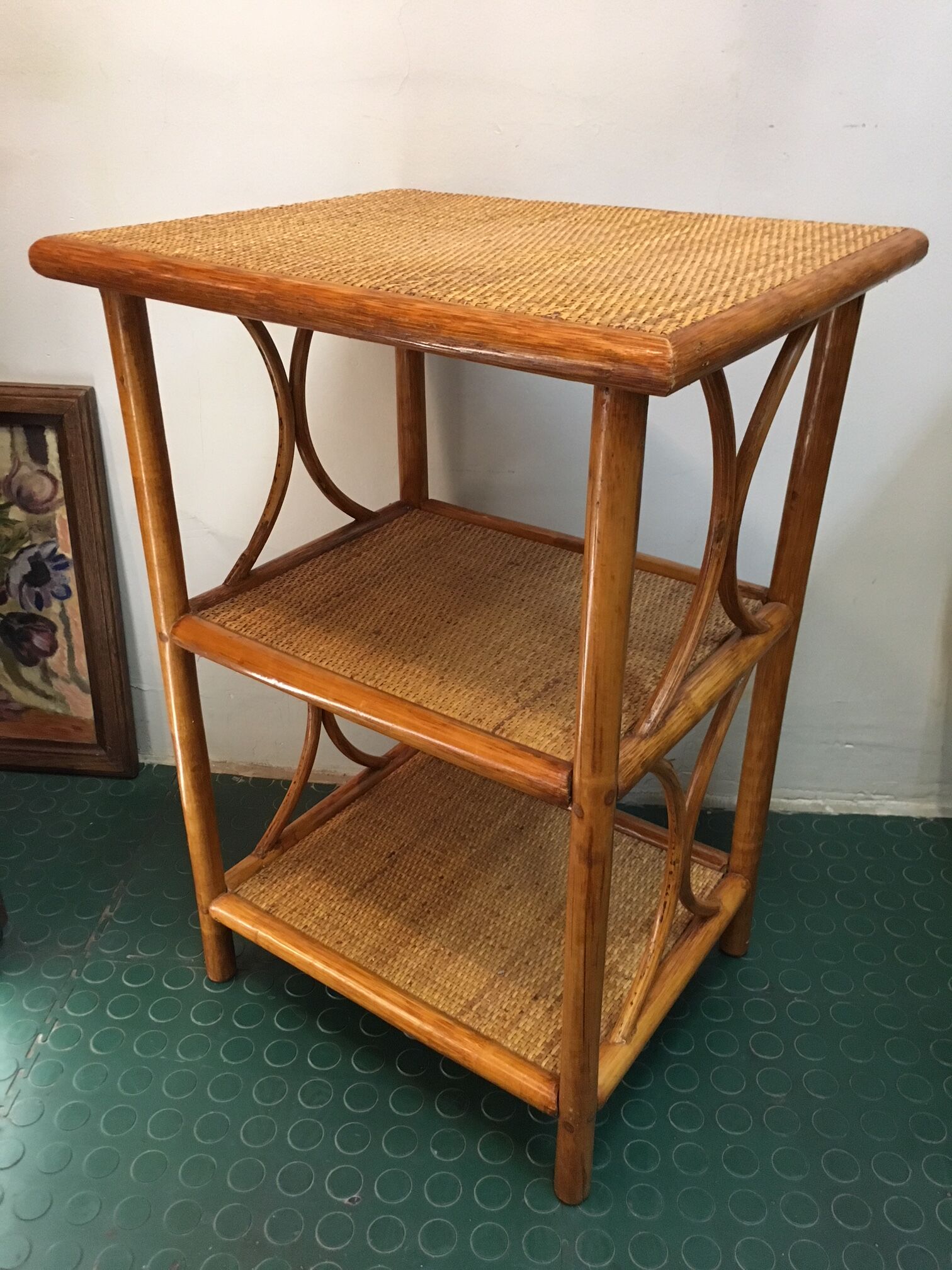 SHELF in RATTAN and WICKER 80s