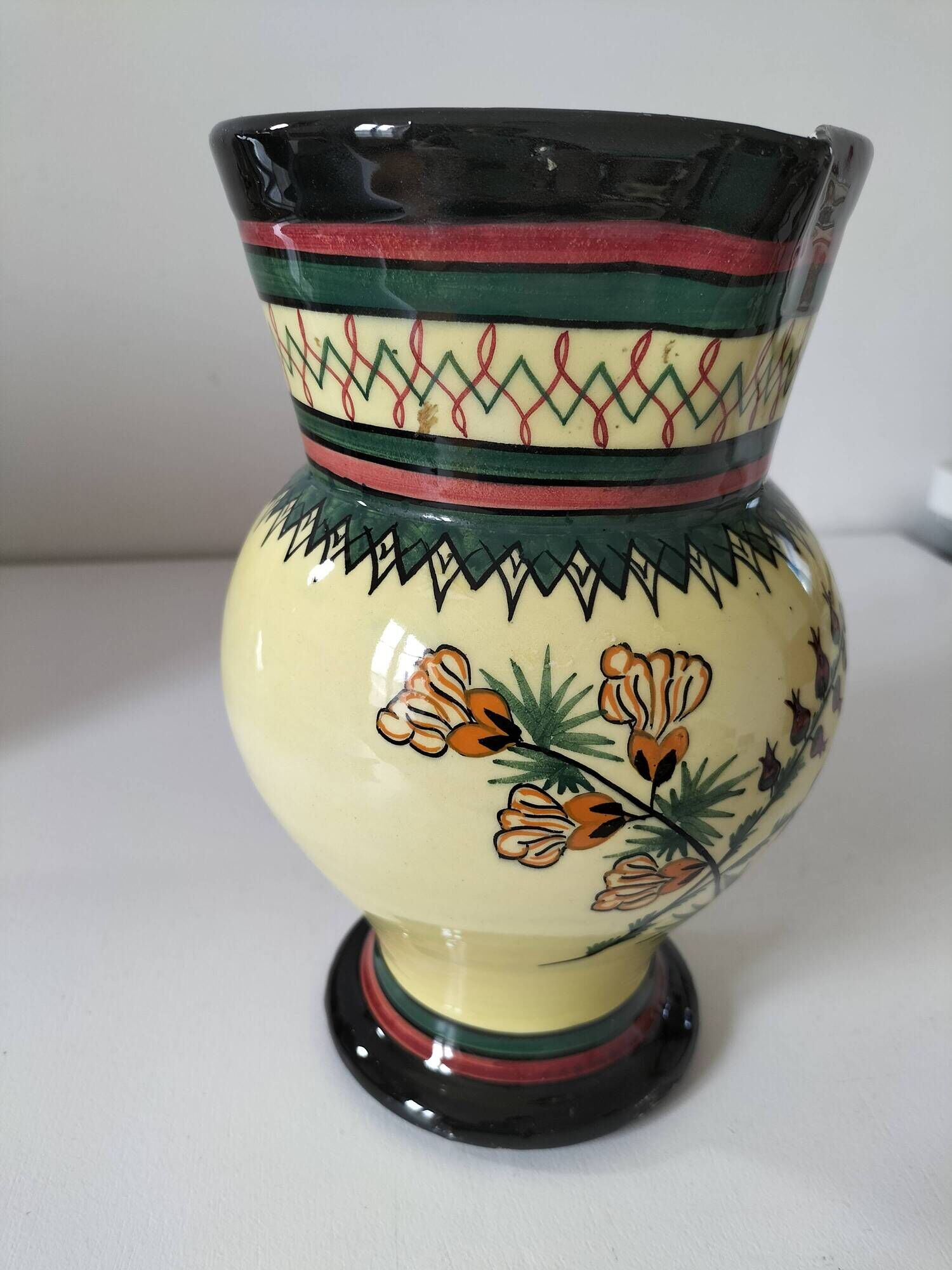 Large Henriot Quimper pitcher – circa 1930/50 – hand-painted Gorse decoration