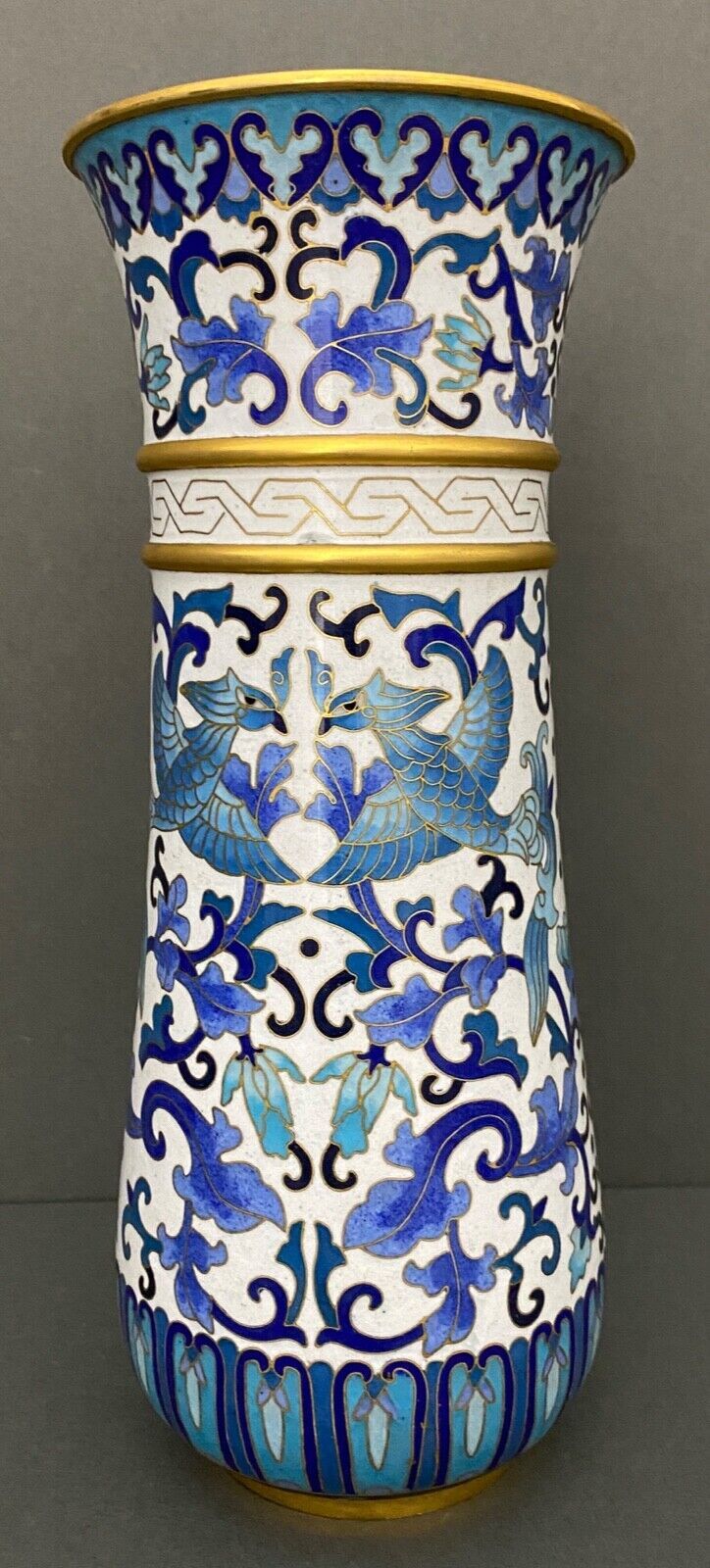 Vase roll china cloisonné mid-twentieth floral decoration