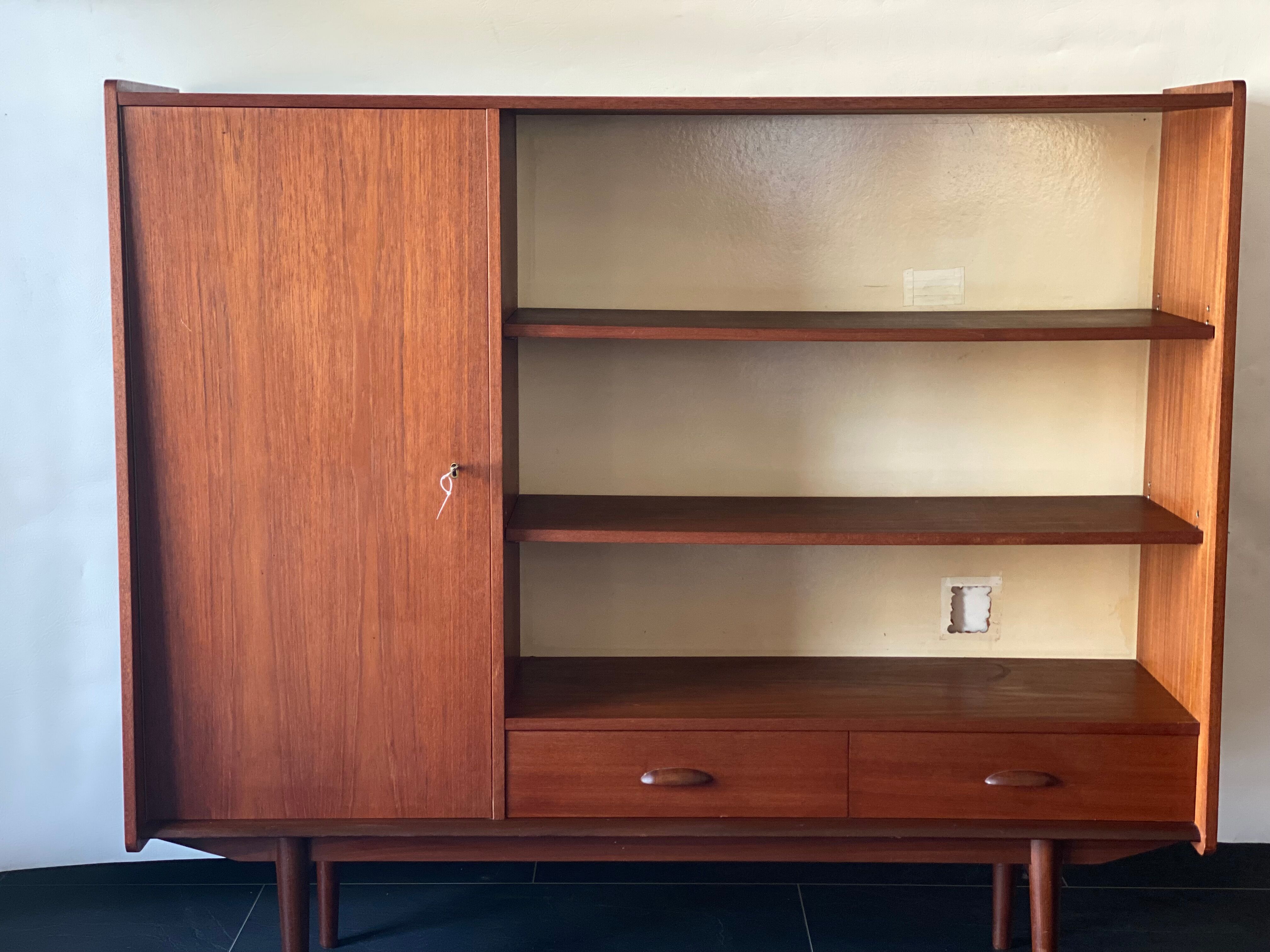 Vintage scandinavian teak high board/bookcase