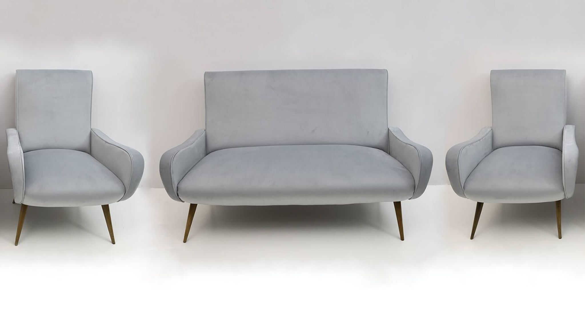 Marco Zanuso Style Mid-Century Modern Velvet Sofa "Lady", 50s