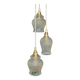 Vintage triple tulip pendant light in molded glass