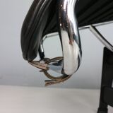 Chaise longue LC4 en cuir noir par Le Corbusier pour Cassina, années 1980