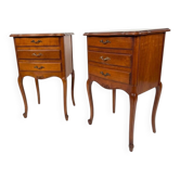 Pair of Louis XV style bedside tables in cherry wood.