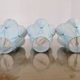 Set of 3 pale blue plastic strip lampshades, to clip onto a bulb.