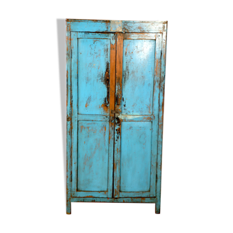 Burmese teak cabinet with original blue patina