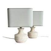 Midcentury Pair of Spanish Alabaster Table Lamps with Aqua Shades, 1960s