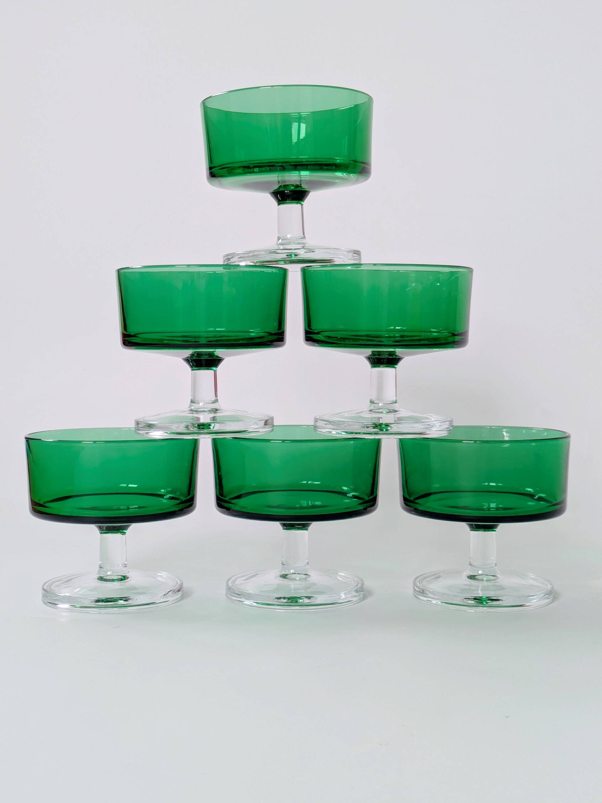 Lot de 6 coupes Luminarc vintage de couleur verte