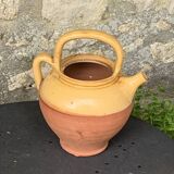 Gargoulette, Provencal jug in artisanal pottery and yellow enamel