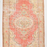 Peach red & beige handmade vintage rug, 175x251cm