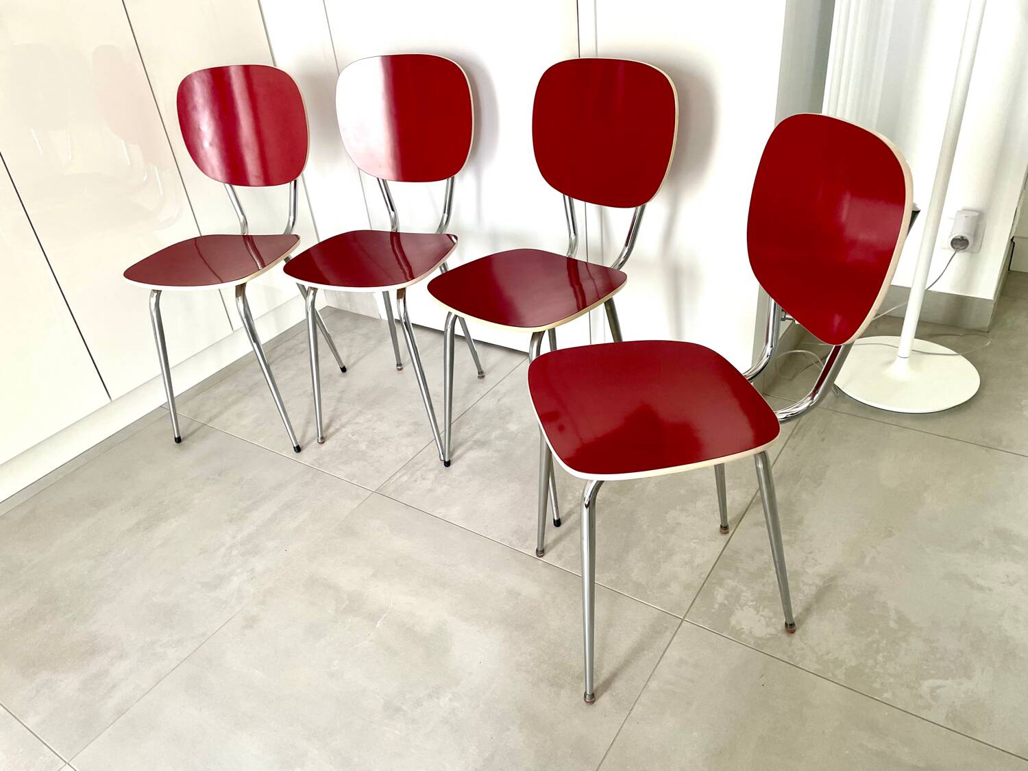 Set of 4 chairs 1960 Formica red perfect condition