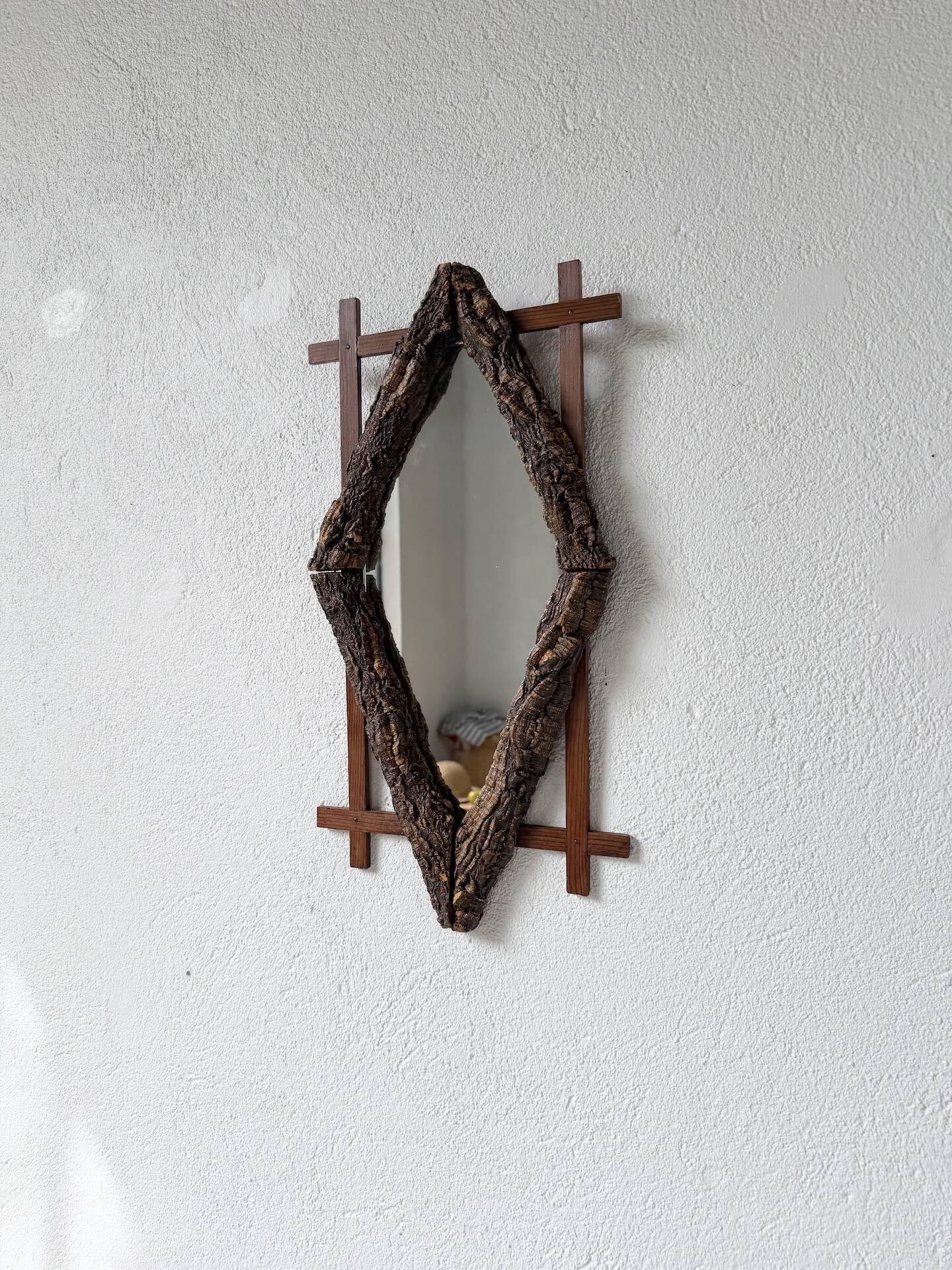 Rustic mirror wood 1900 folk art