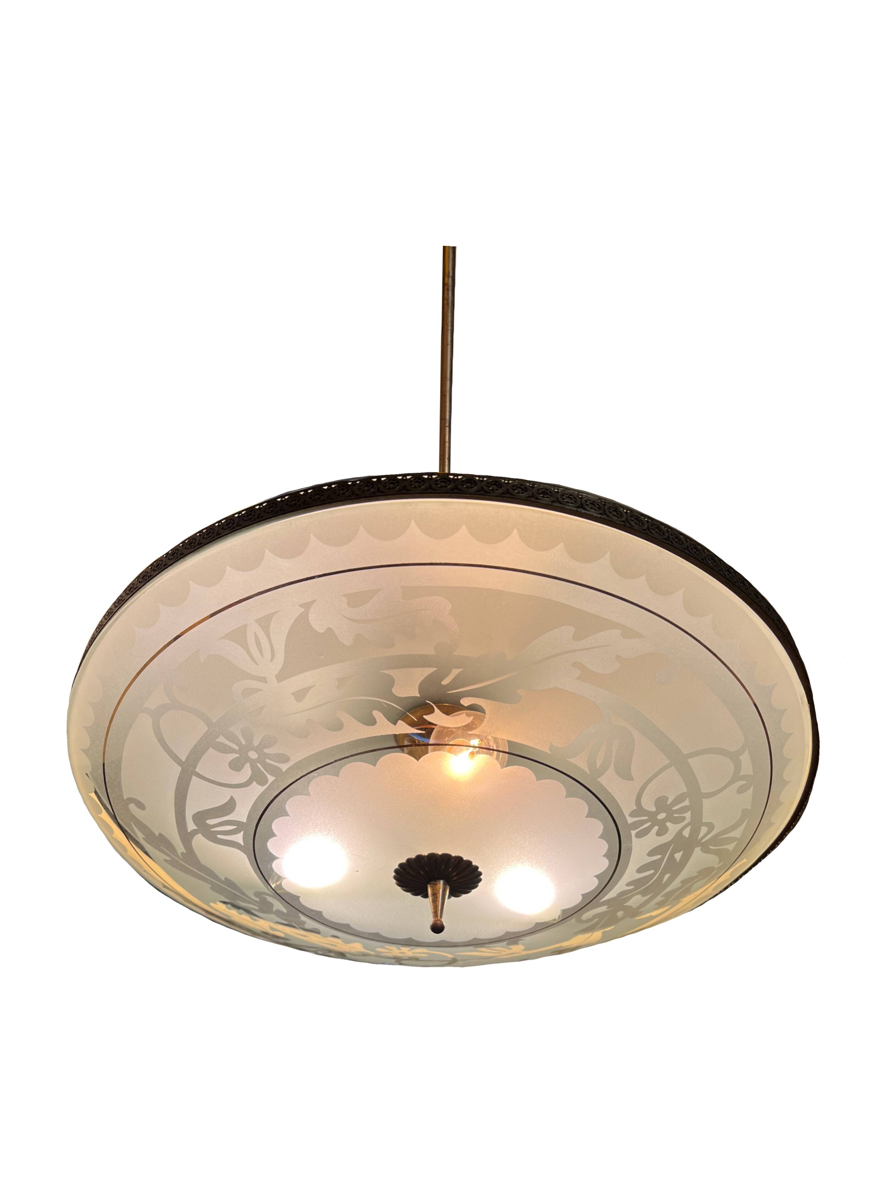 Mid-Century Italian Chandelier in style di Pietro Chiesa, 50s
