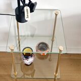 Glass and brass side table 70s