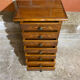 Semainier Ancien Meuble Bois 7 Tiroirs Marqueterie Poignées Métal Vint