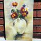 Tableau bouquet de fleurs huile sur carton