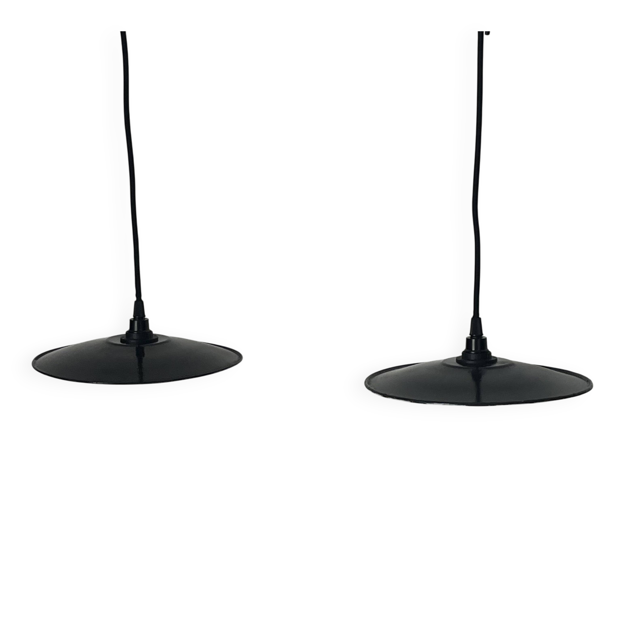 Pair of black enamelled metal bowls