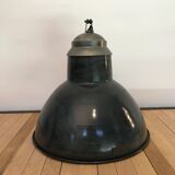 Large metal enamelled sheet metal workshop suspension lamp