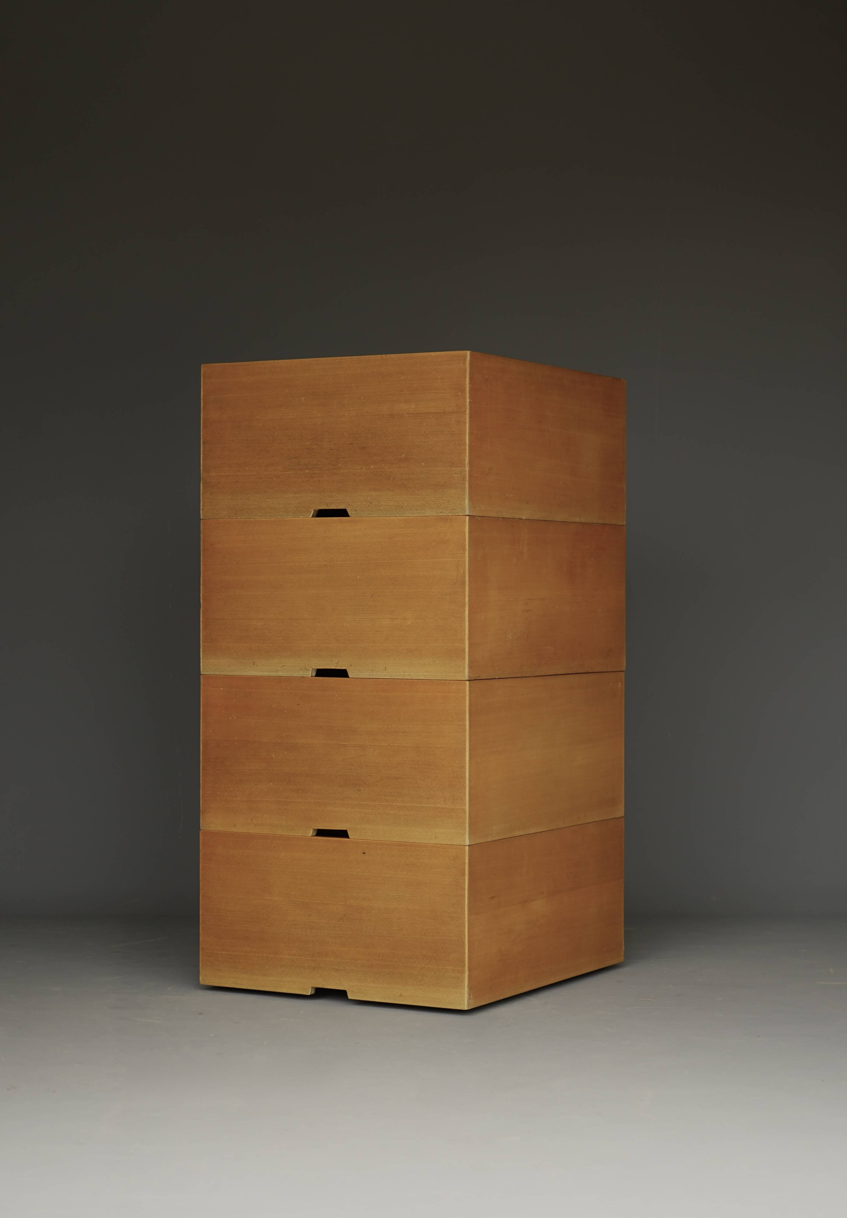 Storage Boxes in beech wood by Wim den Boon, 1967. Set of 4