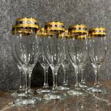 Venice 20th century: 6 Vintage Champagne flutes in crystal and gilding