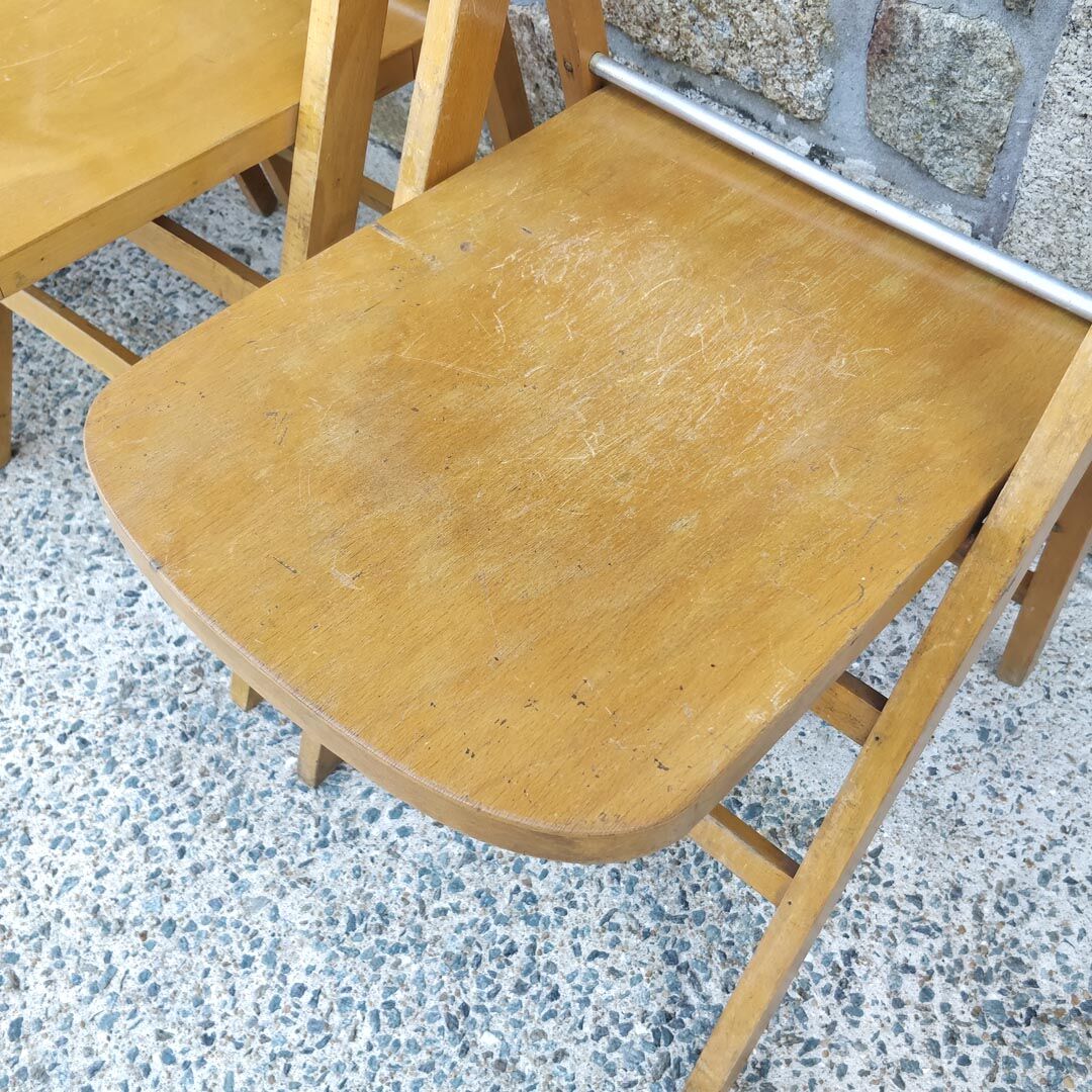 Four 60s wooden Stella chairs