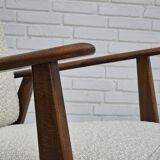 1960s, Danish armchair, refurbished, quality white/grey furniture fabric.