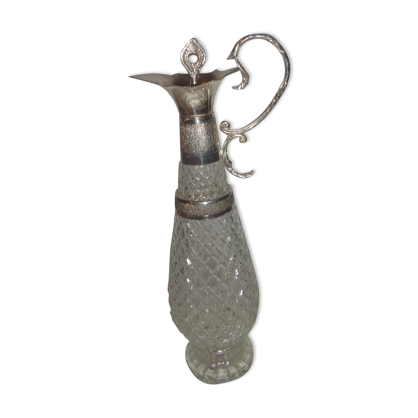 Silver glass and metal ewer