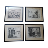 Lot de 4 illustrations satiriques anciennes