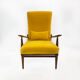 Scandart high back yellow bouclé armchair 60s 70s midcentury vintage retro ercol