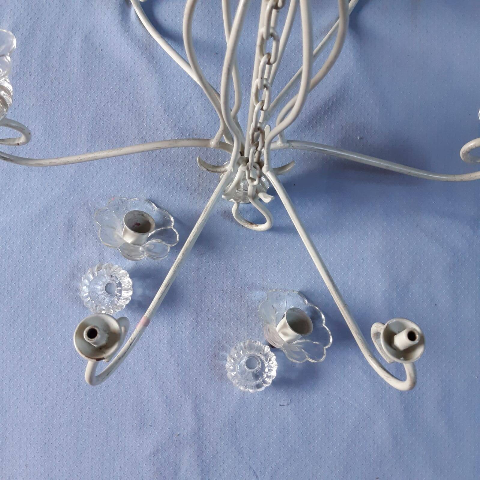 Wrought iron and glass candle chandelier