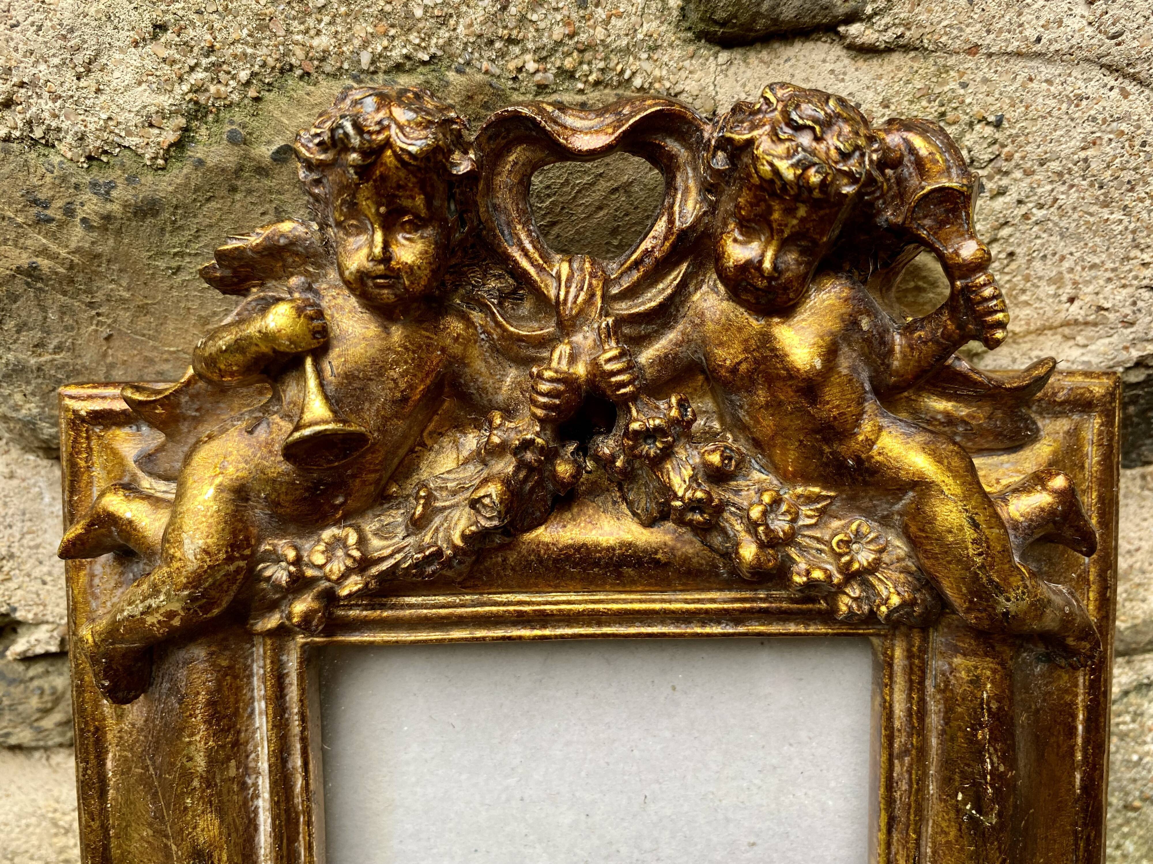 Cadre photo doré petits anges