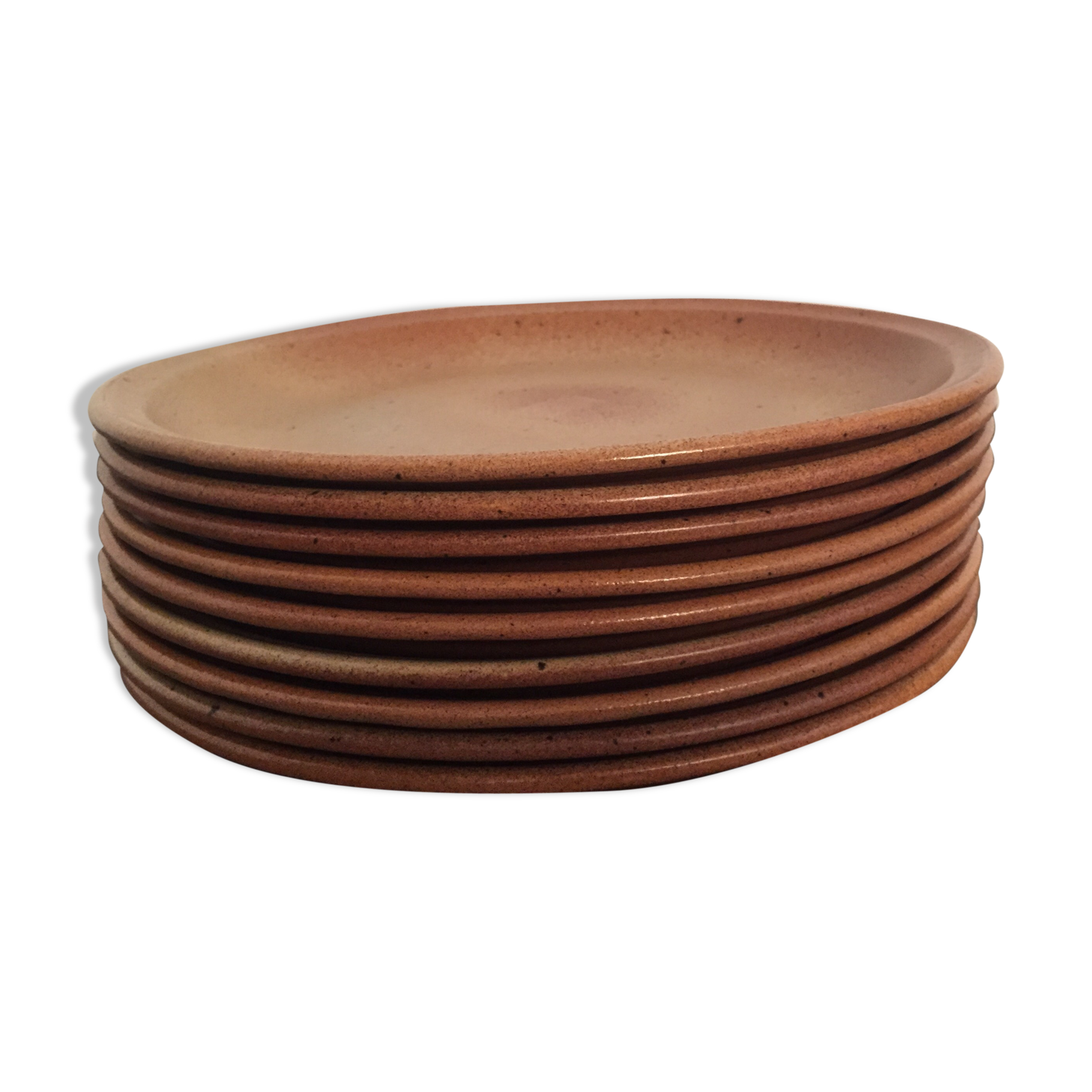 Lot of 9 dinner plates in sandstone "Sarreguemines"