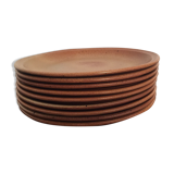 Lot of 9 dinner plates in sandstone "Sarreguemines"