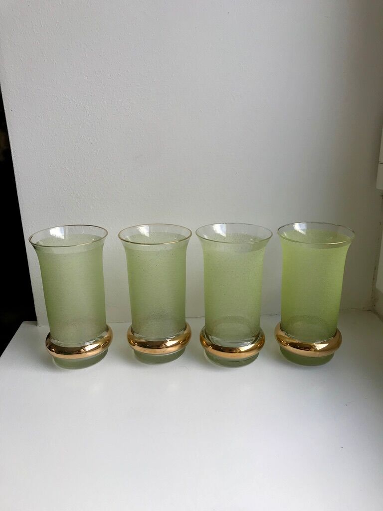 Green granita set consisting of a pitcher and 4 glasses in orangeade 50s