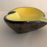 Yellow and black ceramic ashtray