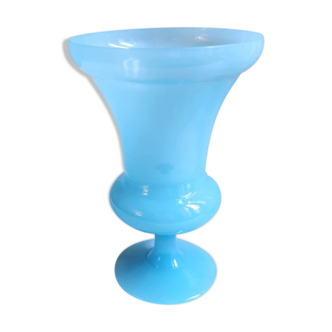 Medici-style vase in light blue opalin glass