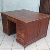 Vintage mahogany double-sided desk with 18 drawers