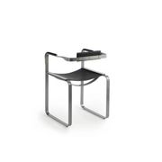 Wanderlust bar stools with black backrest and metal.