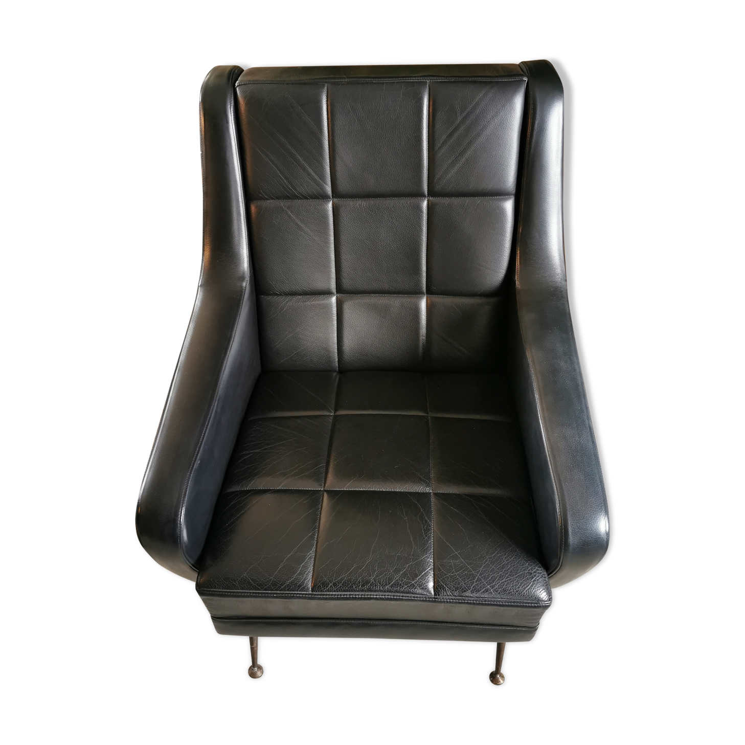 Vintage 1970s black leather armchair