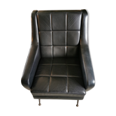 Vintage 1970s black leather armchair