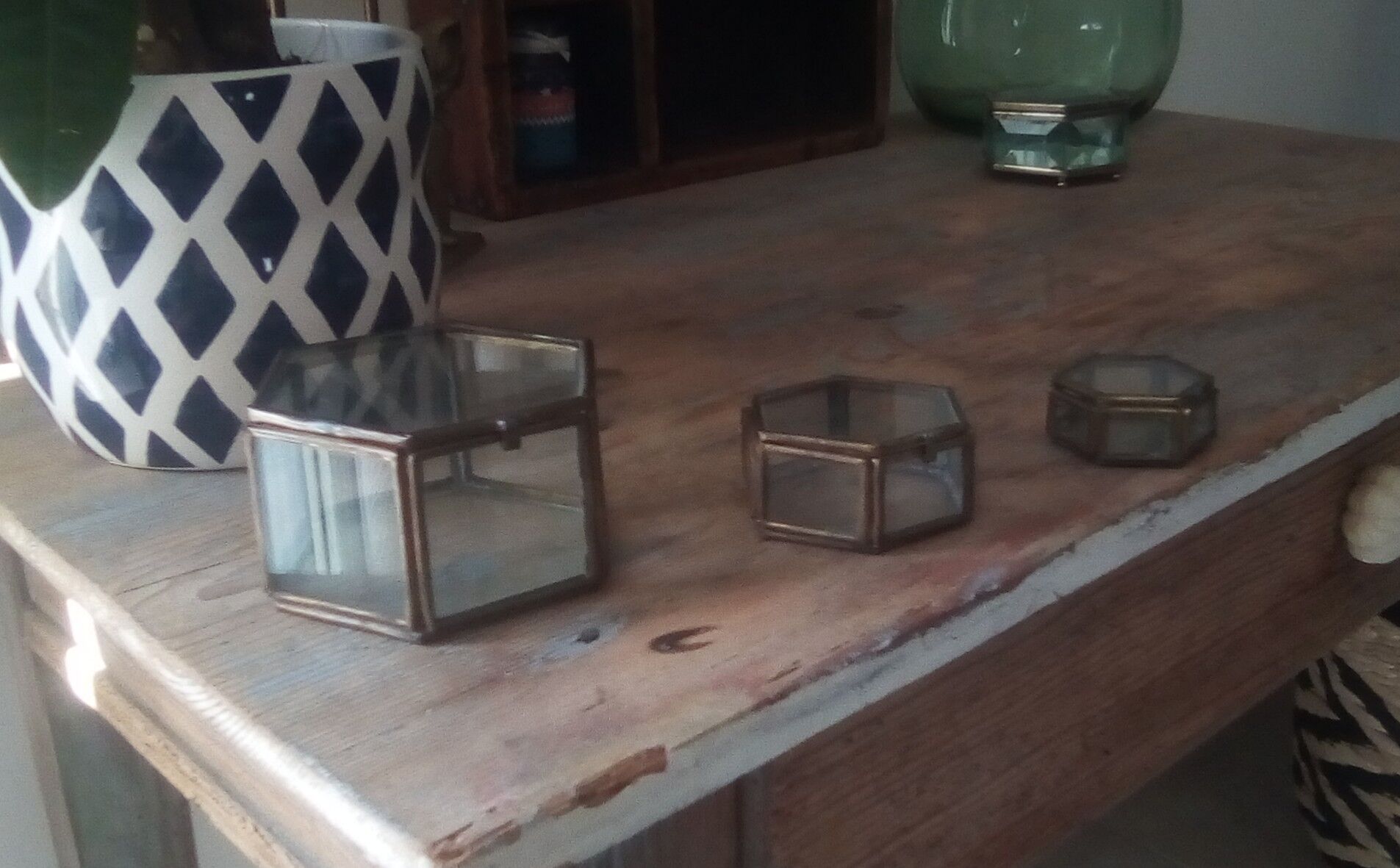 Jewelry box showcase trundle glass and brass 50s/60s