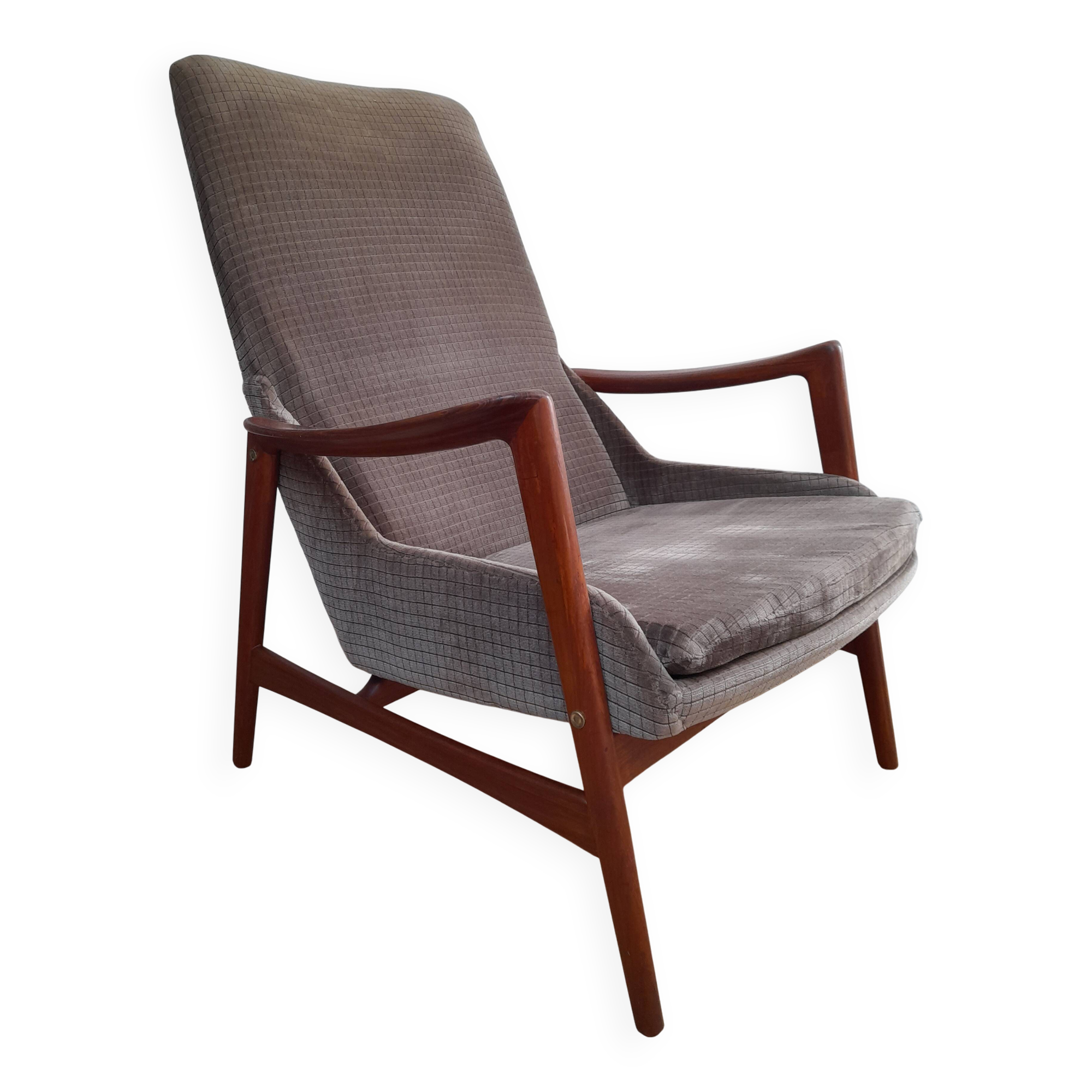 Fauteuil scandinave vintage 1960 teck