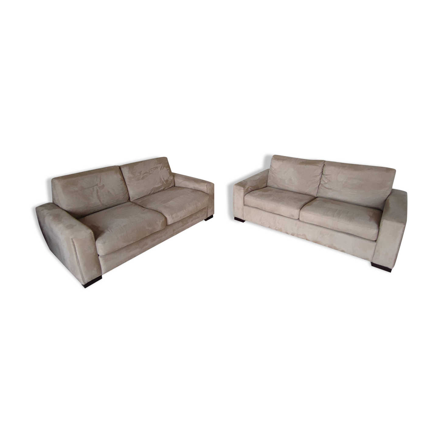 2 beige Alcantara Roche Bobois sofas