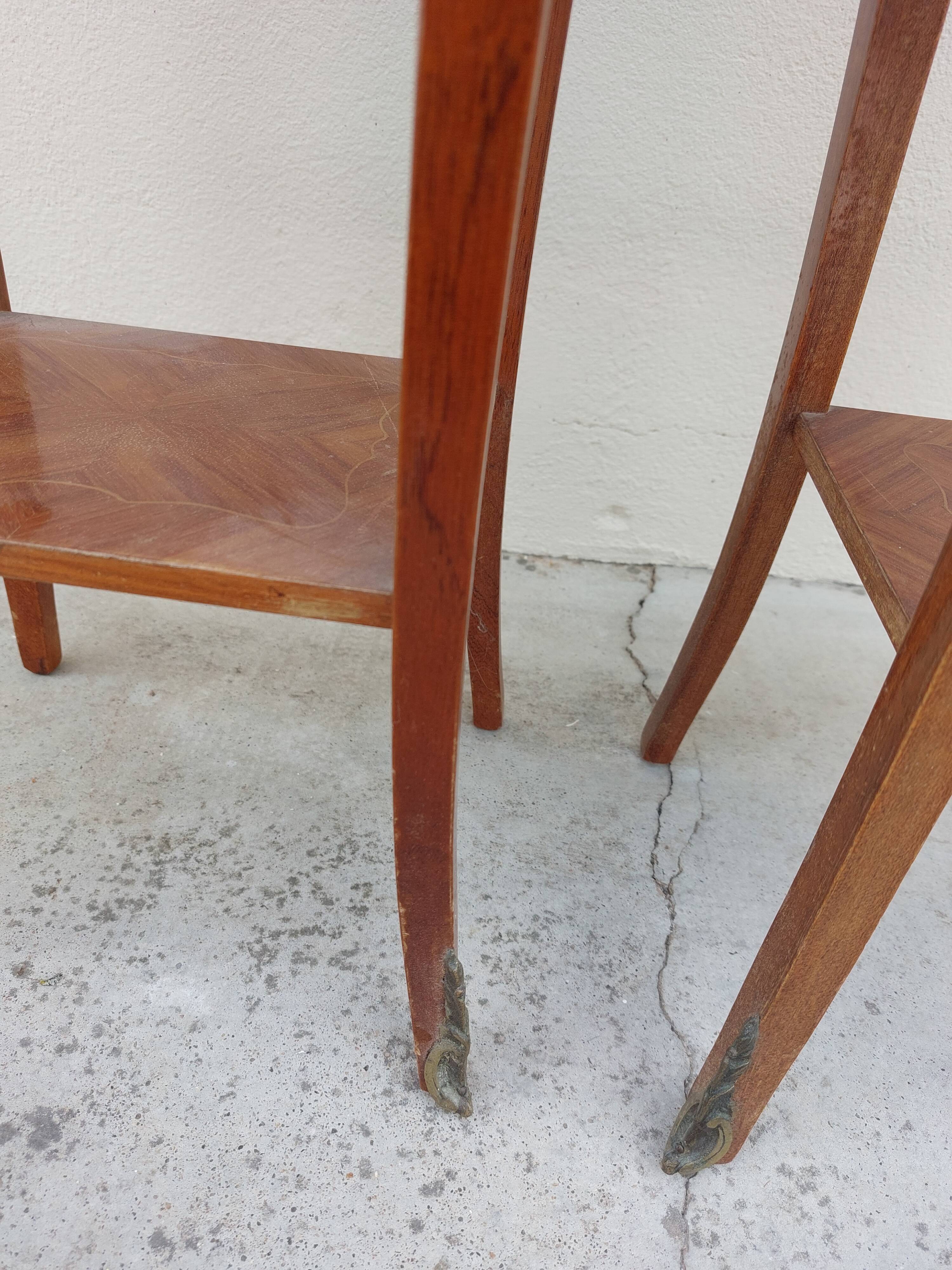 Pair of louis XV bedside tables in rosewood marquetry