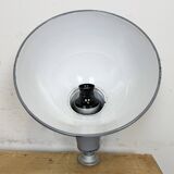 Industrial British Grey Enamel Factory Wall Lamp, 1960s