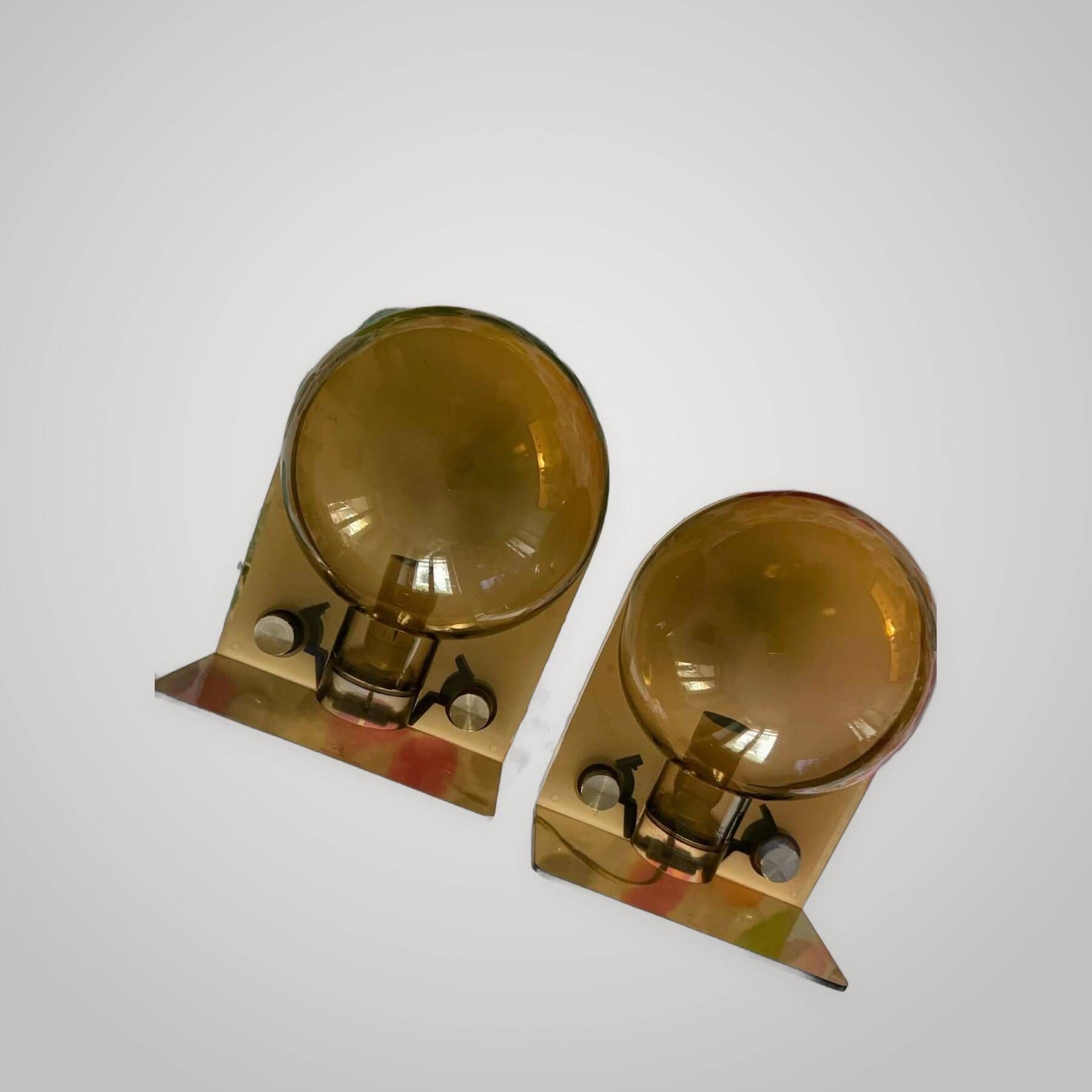 HARVEY GUZZINI Set of 2 Smoke Wall Lights model SIRIO 3460 by BRAZZOLI & LAMPE