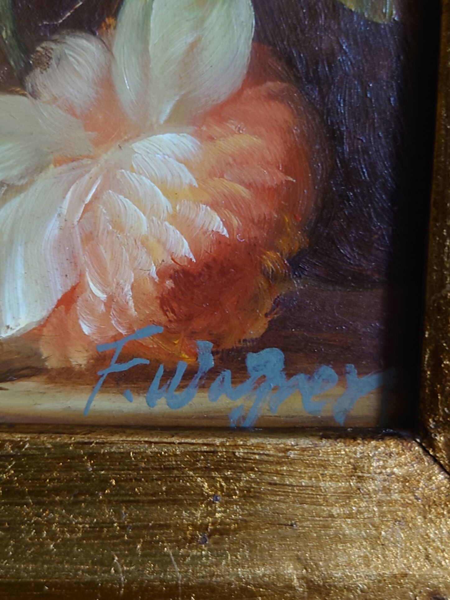 Oil on wood signed gilded frame XX centuries