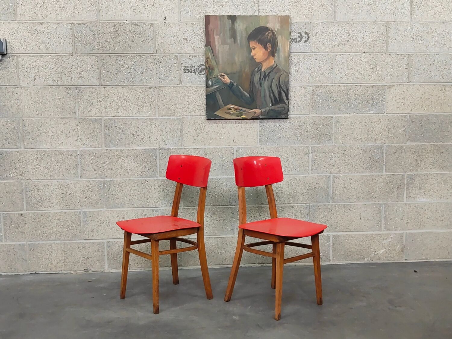 Pair of chairs TON (Thonet) red