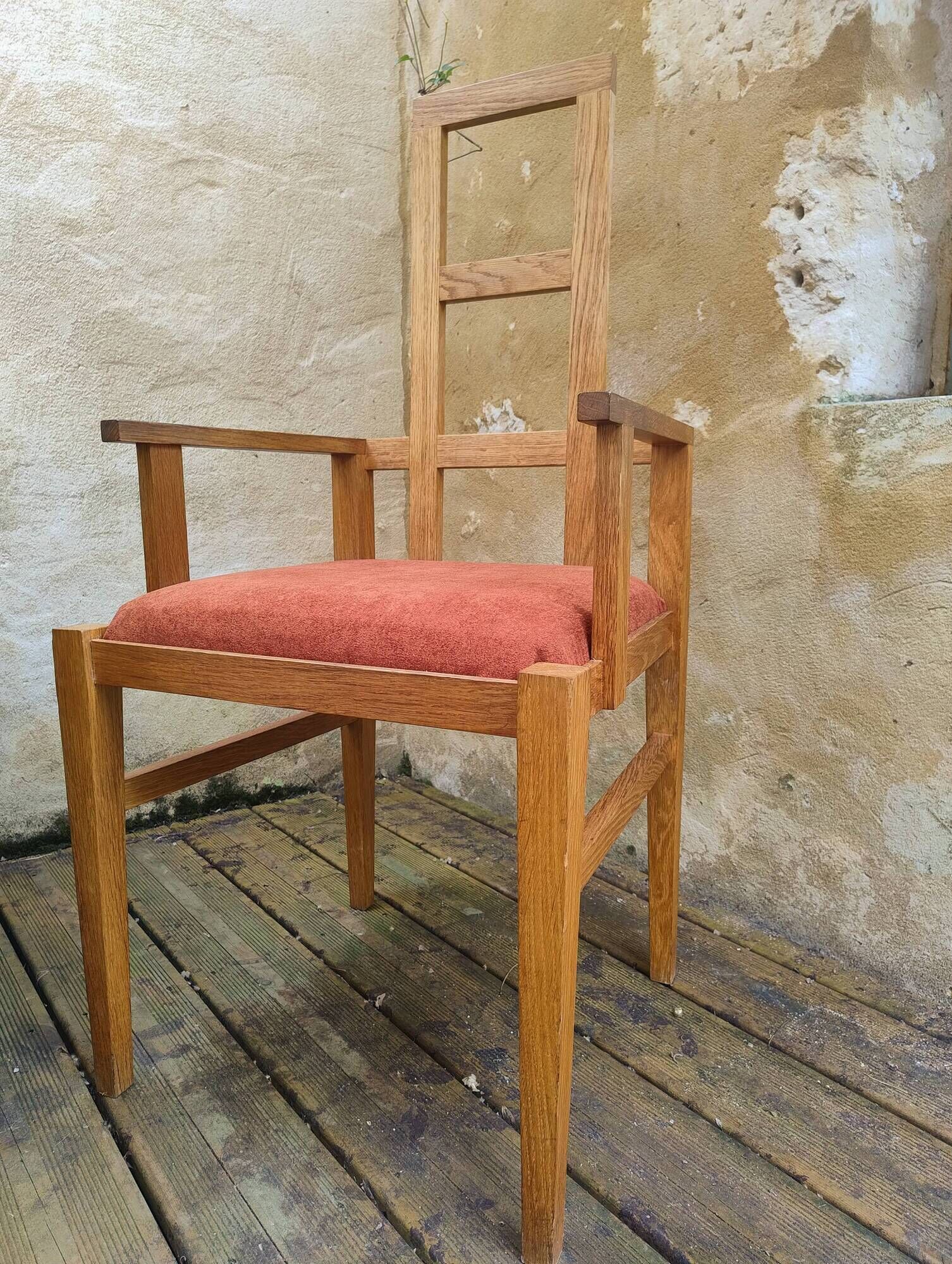 Vintage light oak armchair